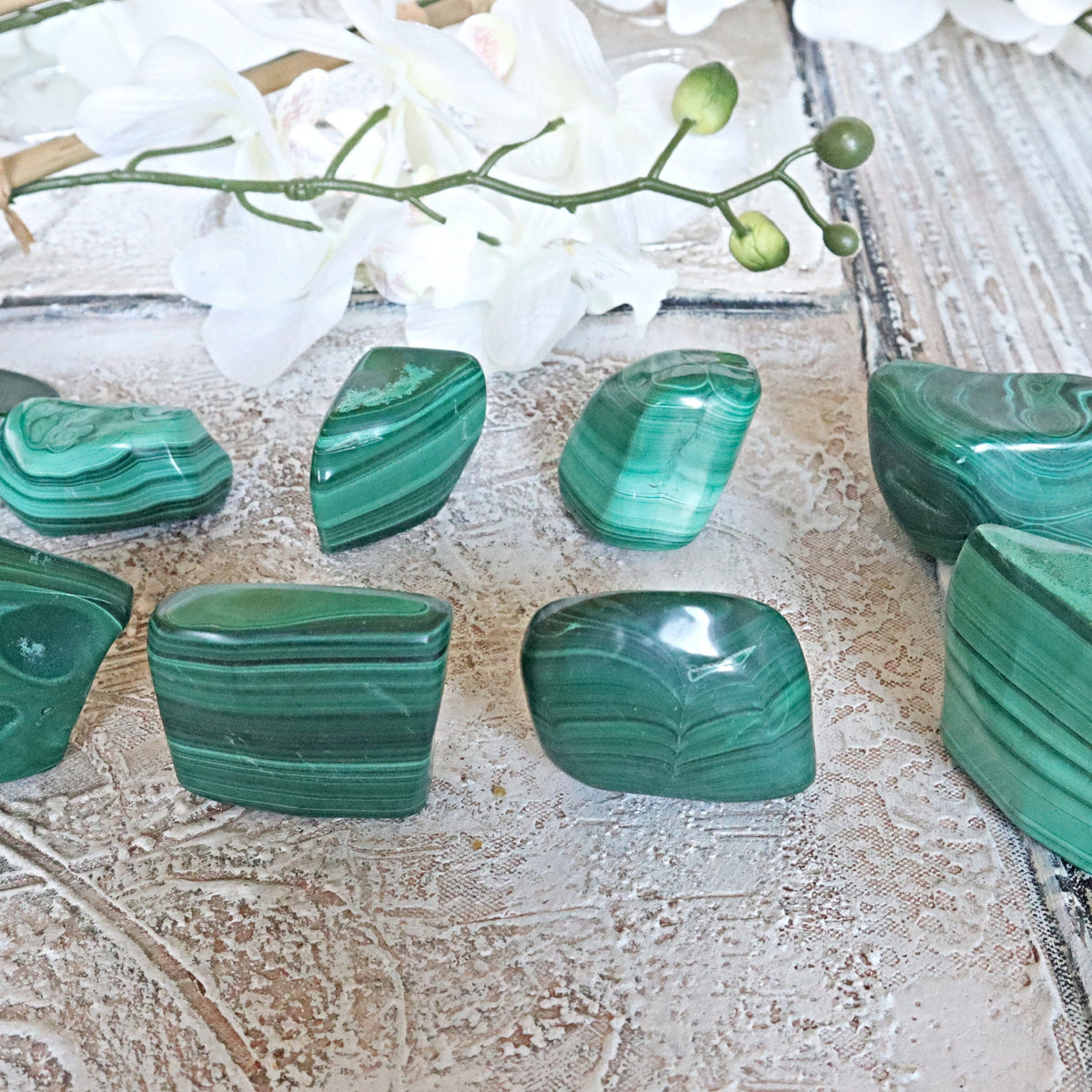 Malachite specimen, Banded Malachite Polished Slab stone, Natural Malachite stones, Malachite pocket stone