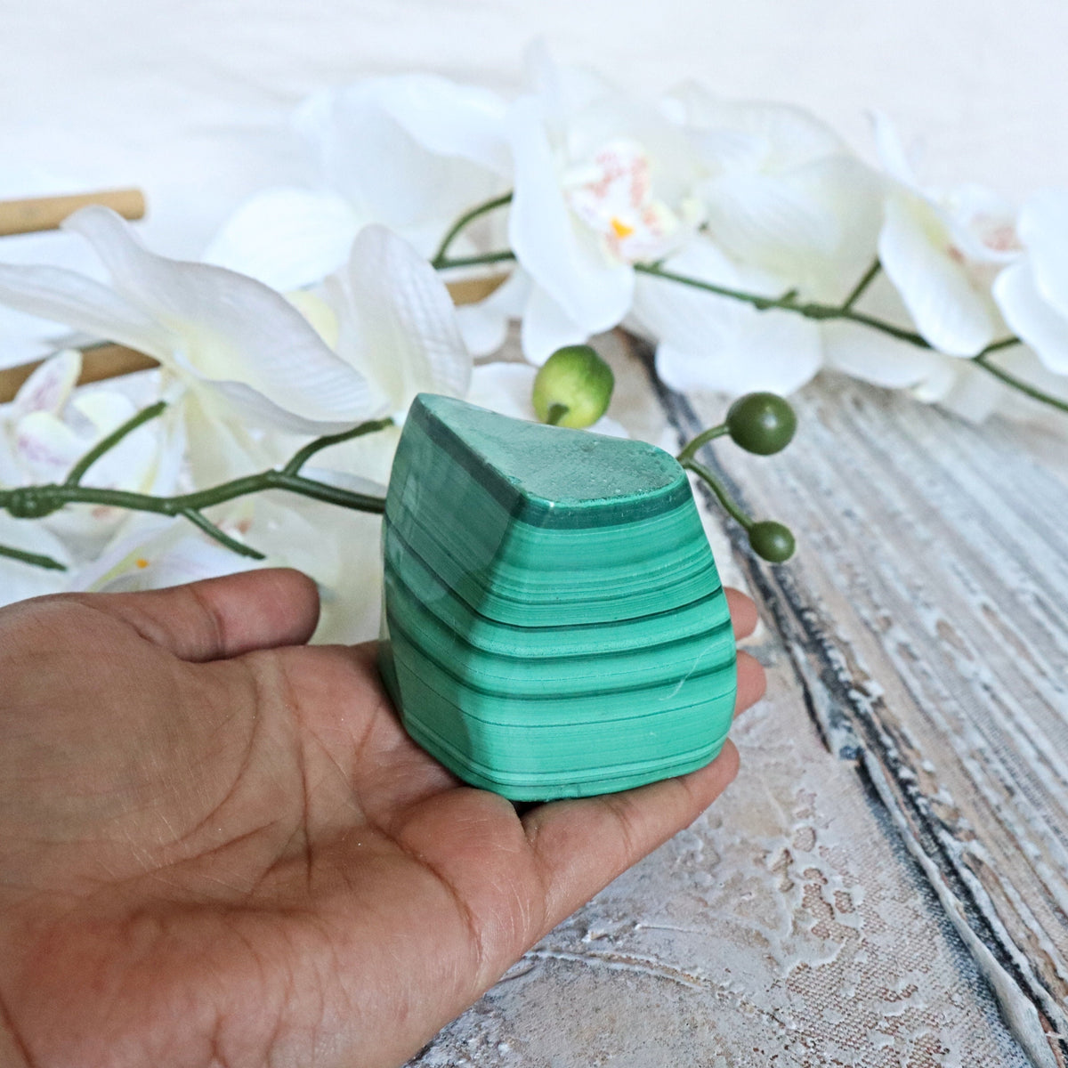 Malachite specimen, Banded Malachite Polished Slab stone, Natural Malachite stones, Malachite pocket stone