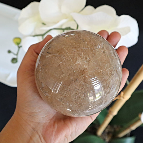 Golden Rutilated Quartz Sphere 84mm 839 grams Large