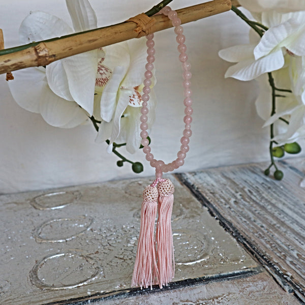 Rose Quartz Japanese Nenju Juzu Mala Meditation Gift Rosary