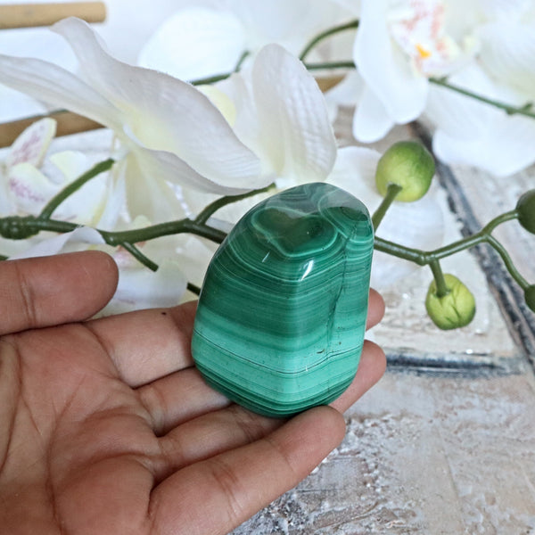 Malachite specimen, Banded Malachite Polished Slab stone, Natural Malachite stones, Malachite pocket stone