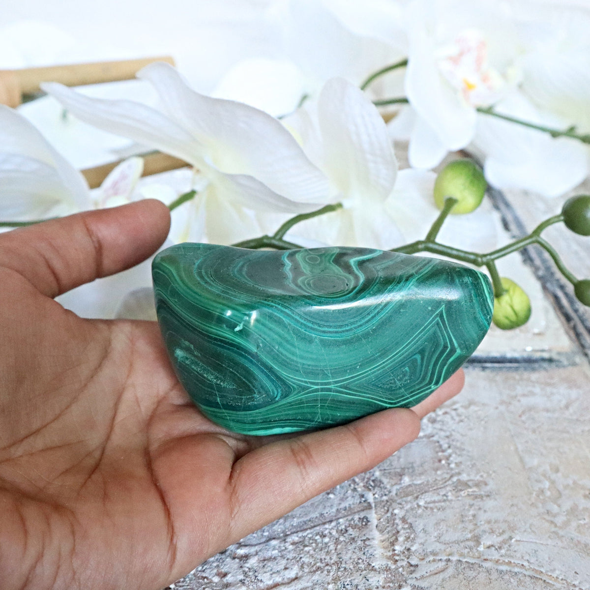 Malachite specimen, Banded Malachite Polished Slab stone, Natural Malachite stones, Malachite pocket stone