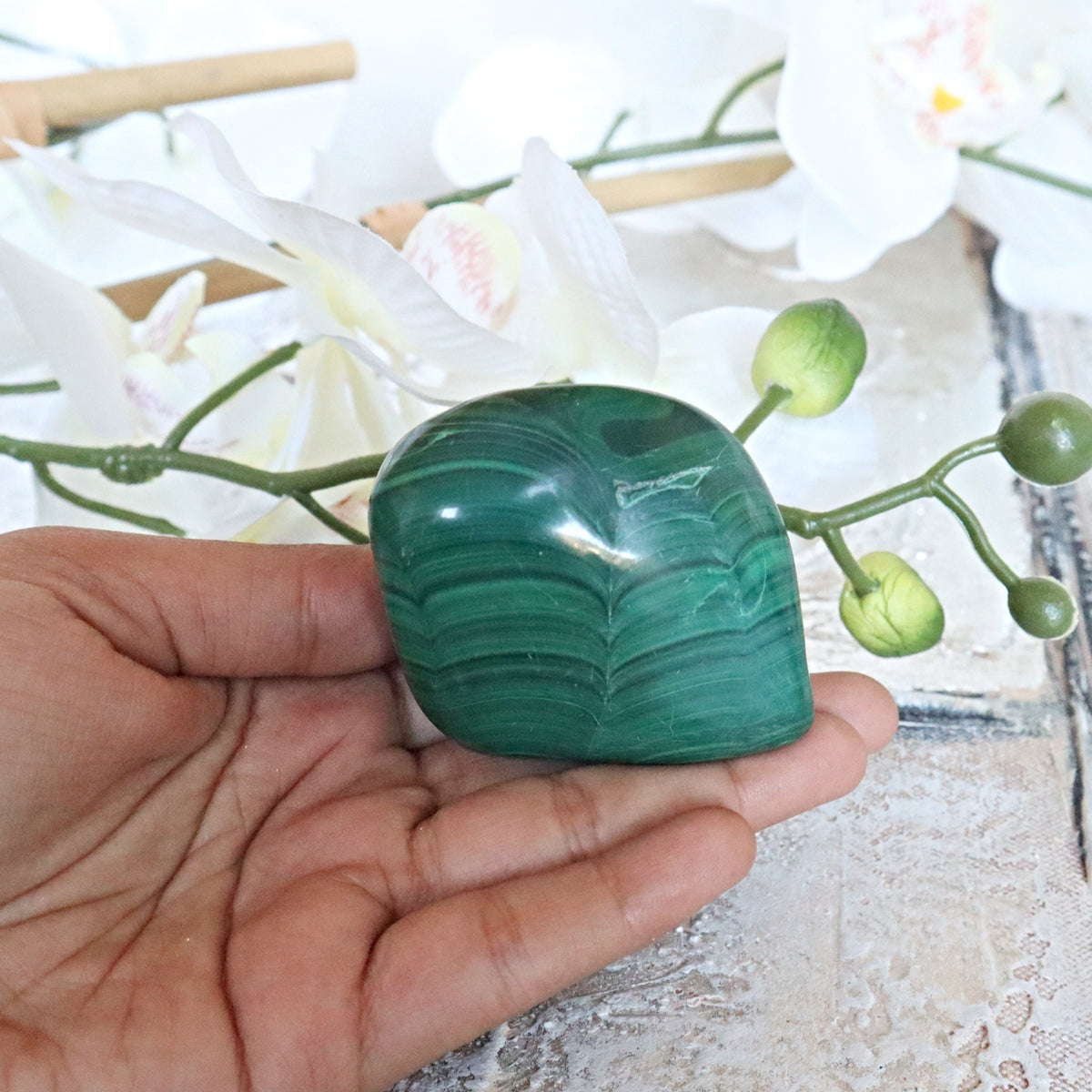 Malachite specimen, Banded Malachite Polished Slab stone, Natural Malachite stones, Malachite pocket stone