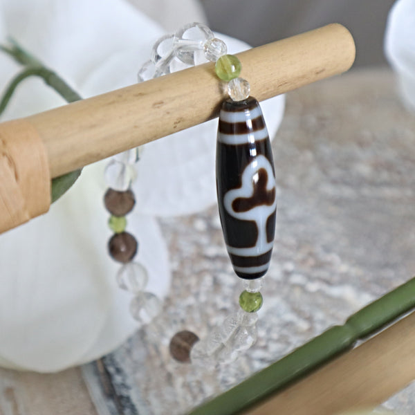 Dzi Bead Bracelet| Tibetan Agate Dzi Bead Bracelet| Bead Bracelet| Amulet of success and luck