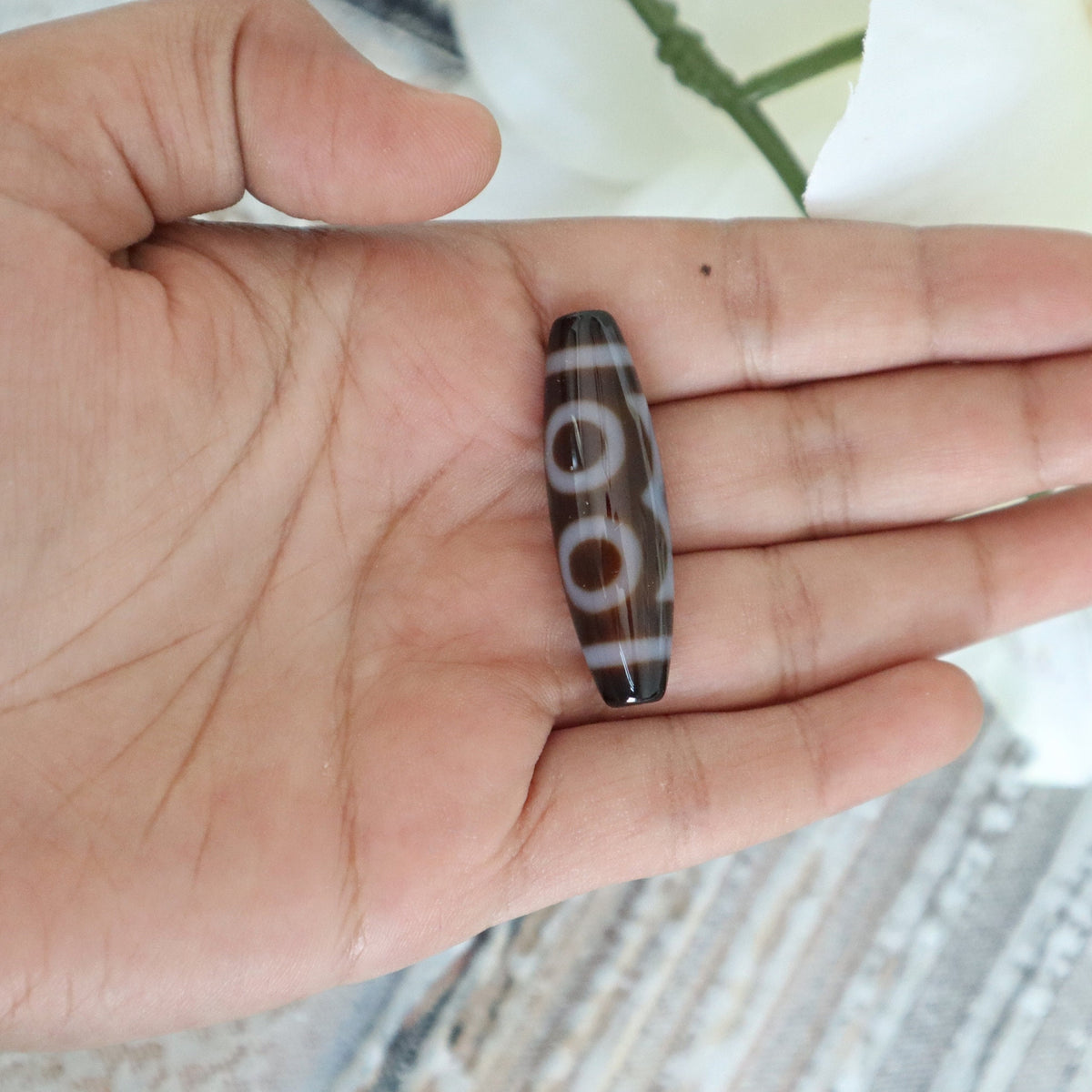 Tibetan Agate Dzi Bead 3 Eye