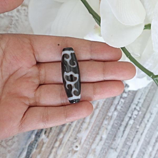 Lotus Dzi Bead Rare | Tibetan Agate Dzi Bead Lotus Flower