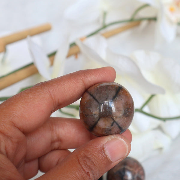 Chiastolite Sphere 31mm, Cross stone sphere, Andalusite Sphere