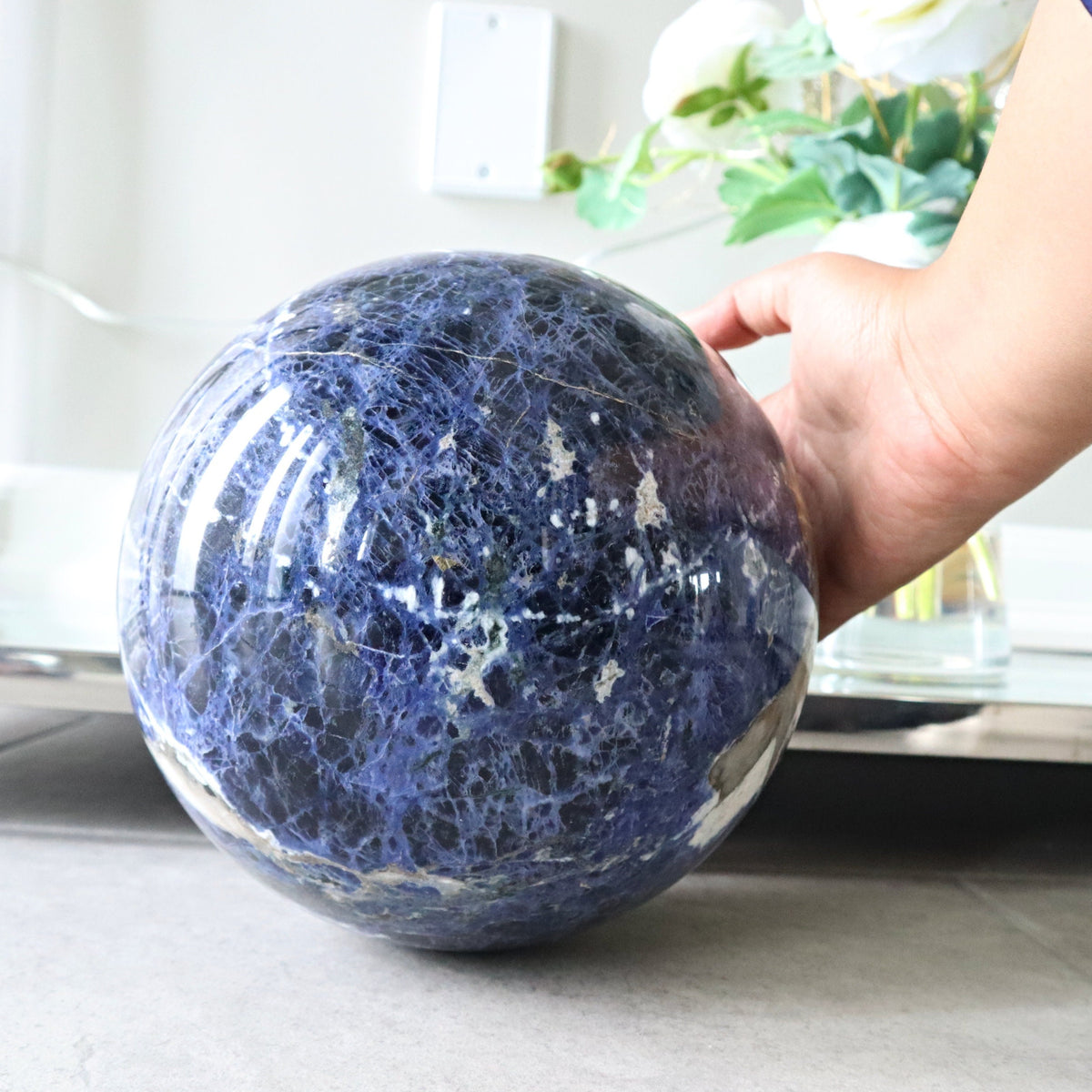 Xtra Large Sodalite Sphere 15.4 pound 7 inches diameter