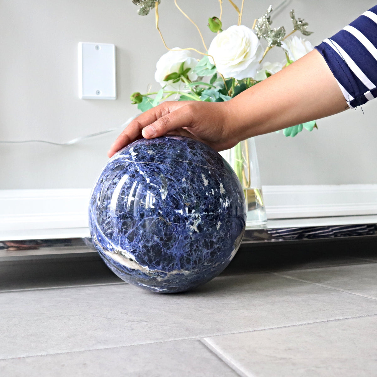 Xtra Large Sodalite Sphere 15.4 pound 7 inches diameter