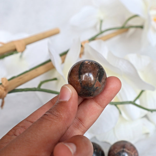 Chiastolite Sphere 31mm, Cross stone sphere, Andalusite Sphere