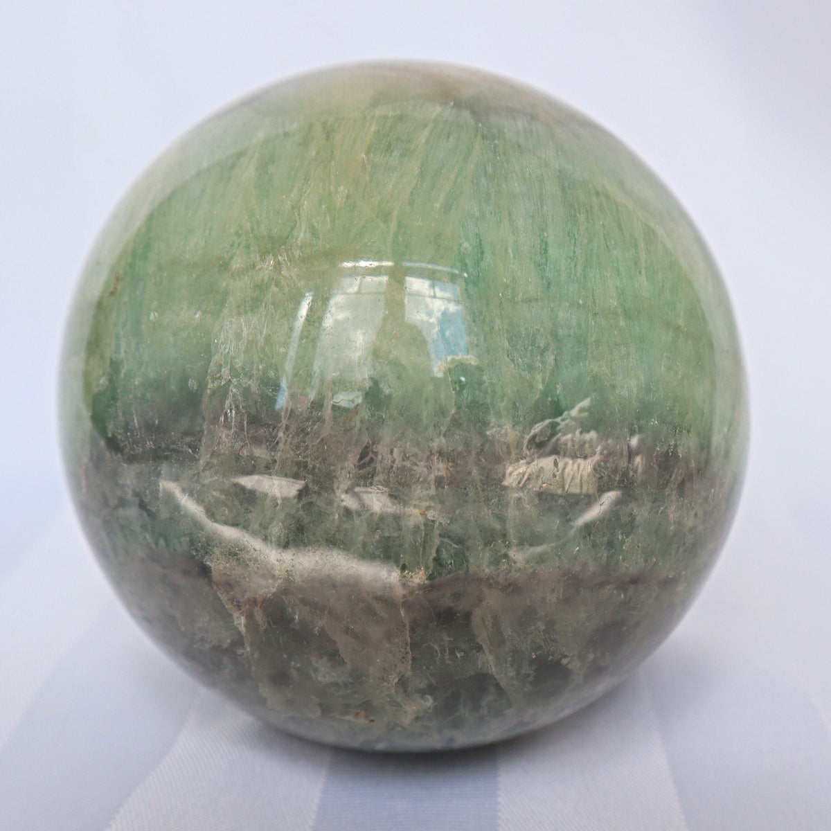 Silky Fluorite Sphere 4 inches, Reiki Meditation Healing Crystal Gift, FL 3