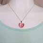 Pink Cats Eye Heart Pendant Necklace gold plated sterling silver