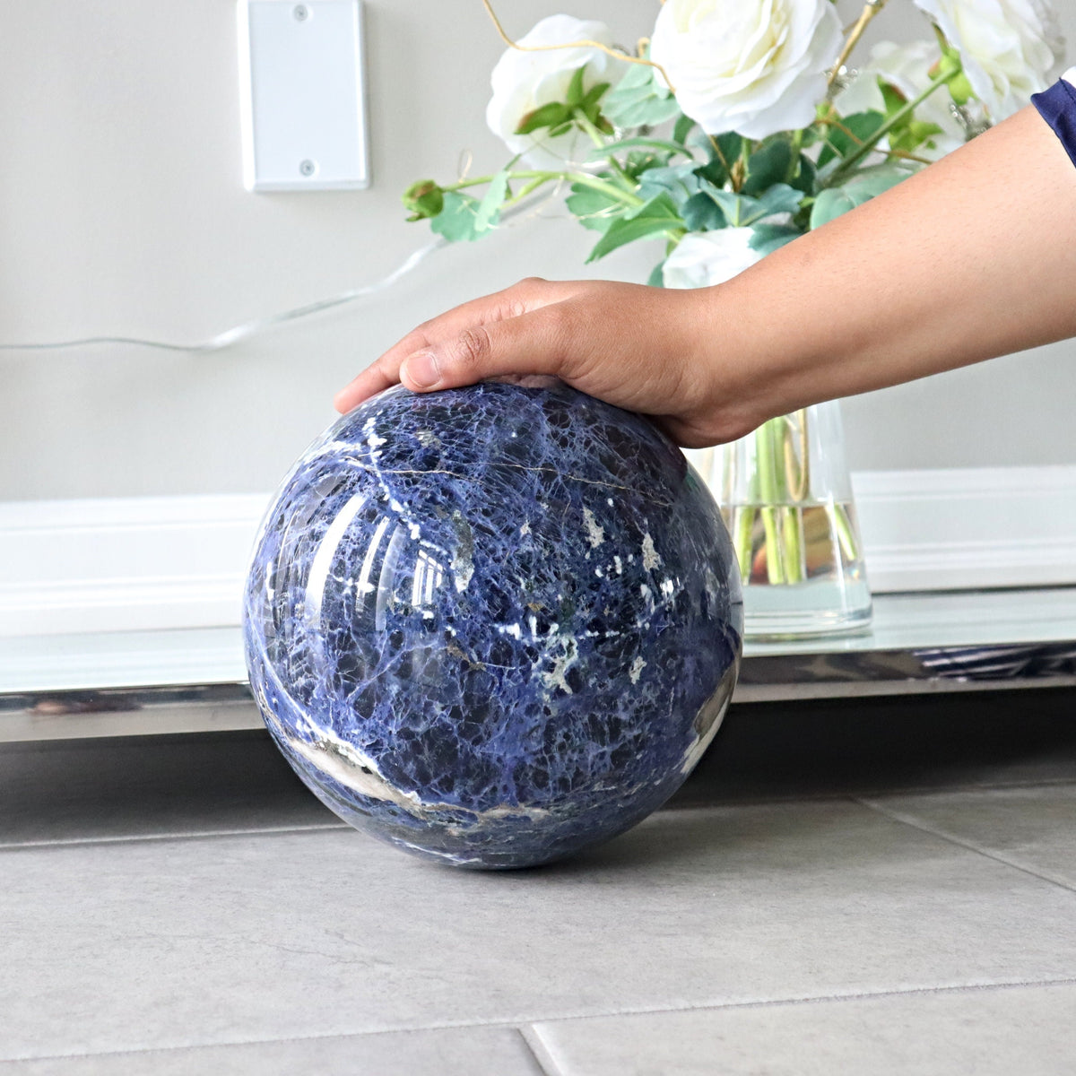 Xtra Large Sodalite Sphere 15.4 pound 7 inches diameter