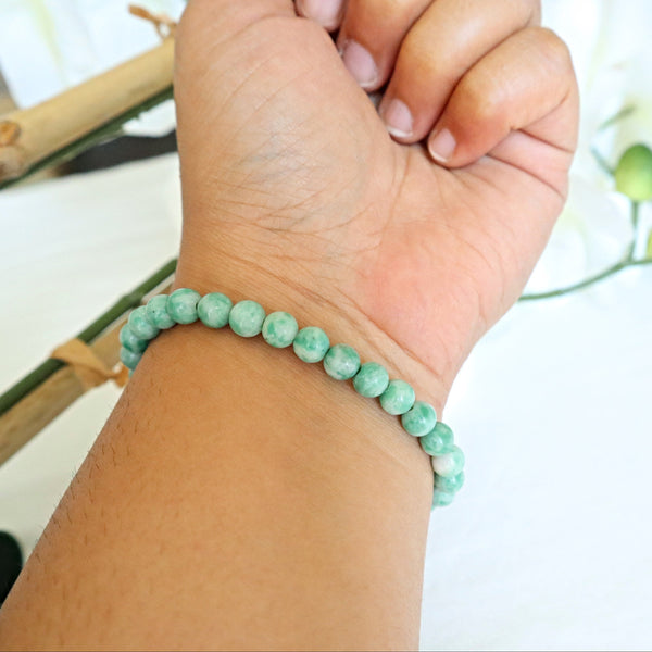Jade Bracelet, Natural Green Jade Crystal Bracelet