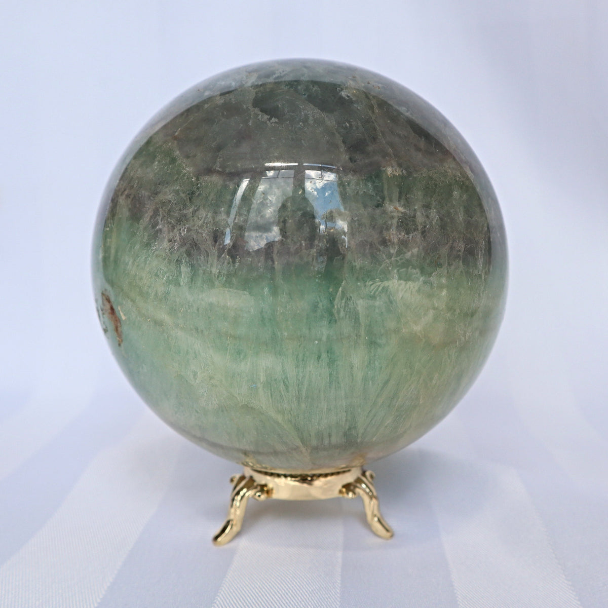 Silky Fluorite Sphere 4 inches, Reiki Meditation Healing Crystal Gift, FL 3