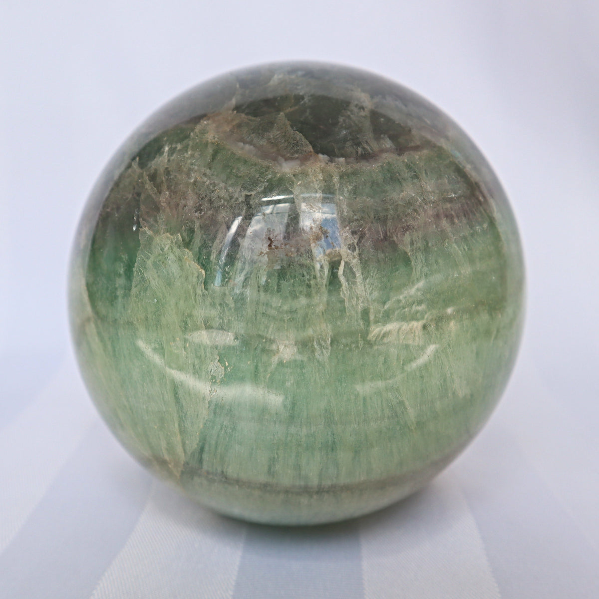 Silky Fluorite Sphere 4 inches, Reiki Meditation Healing Crystal Gift, FL 3