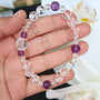 Crystal Rose Flower Bracelet, Hand Carved Crystal Rose Bracelet with Amethyst
