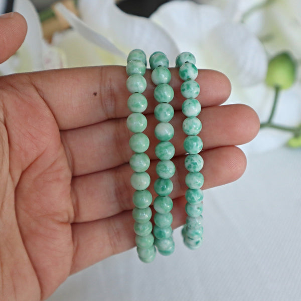 Jade Bracelet, Natural Green Jade Crystal Bracelet
