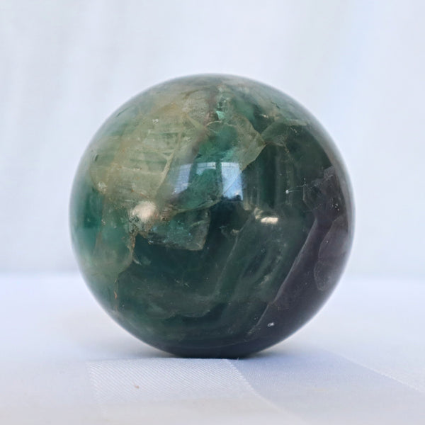 Green Fluorite Sphere 2.2 inch 58 mm, Fluorite Sphere Natural Green Fluorite Healing Sphere, Reiki Healing Crystal Gift