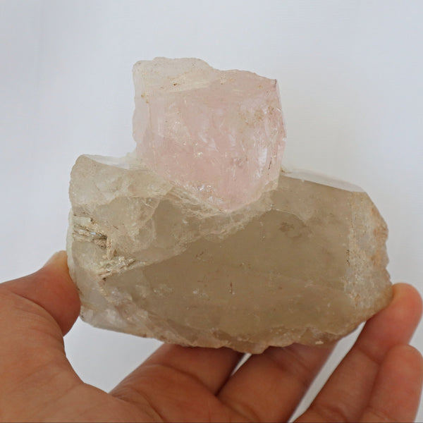Large Pink Morganite Crystal Specimen on Quartz matrix 3.3 inch