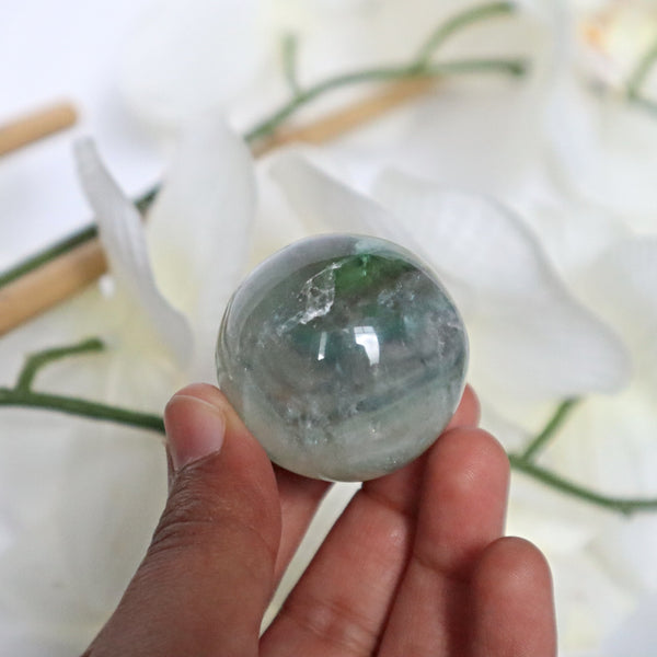 Fluorite Sphere, Fluorite Ball Natural Green Fluorite Sphere, Reiki Meditation Healing Crystal Gift, FL A