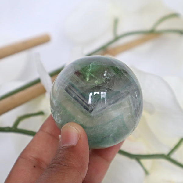 Fluorite Sphere, Fluorite Ball Natural Green Fluorite Sphere, Reiki Meditation Healing Crystal Gift, FL A