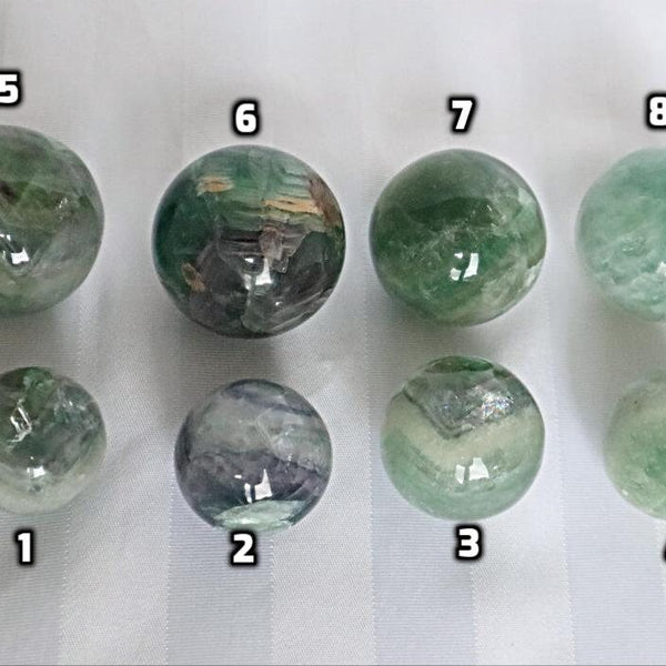 Fluorite Sphere, Fluorite Ball Natural Green Fluorite Sphere, Reiki Meditation Healing Crystal Gift, FL A