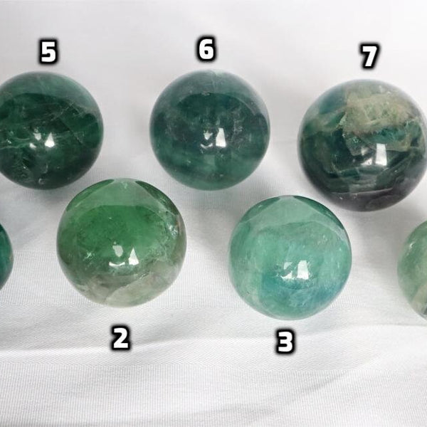 Green Fluorite Sphere, Fluorite Sphere Natural Green Fluorite Sphere, Reiki Meditation Healing Crystal Gift, FL B
