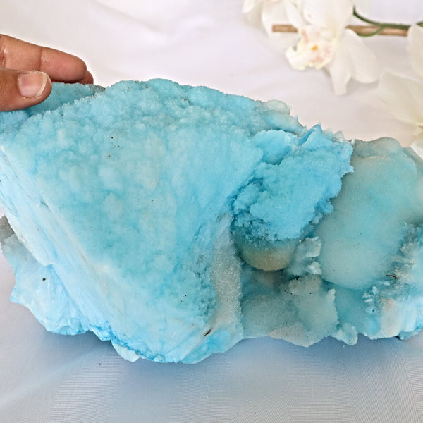 Super Large Blue Aragonite Mineral Specimen 10.2 inch 11 Lbs | Very Large Raw Blue Aragonite Crystal Cluster Stone