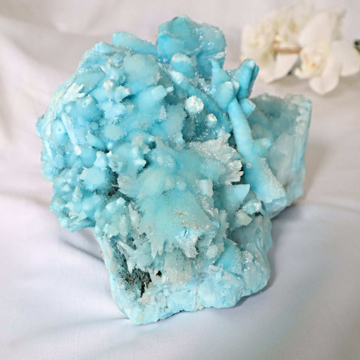 Xtra Large Blue Aragonite Specimen 10.4 inch 11 Lbs | Ultra Large Raw Blue Aragonite Crystal Cluster Stone