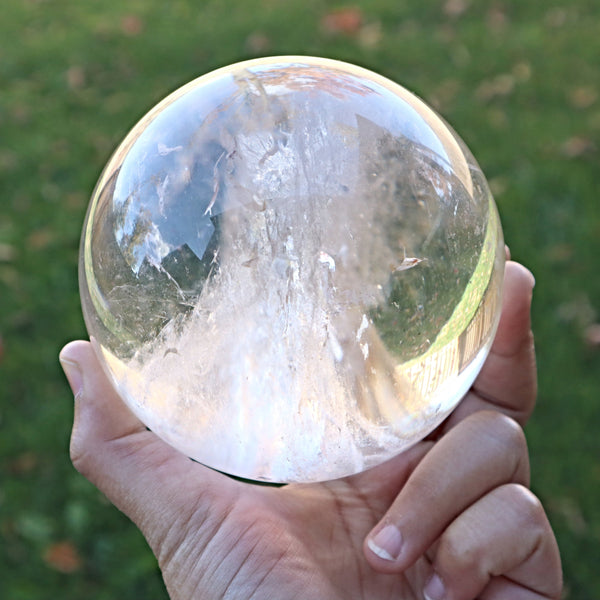 Extra Large Crystal Sphere 3 Pound 3.7 inch 96mm, Natural Crystal Quartz Big Sphere, RC Q5