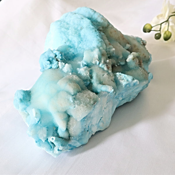 Super Large Blue Aragonite Mineral Specimen 10.2 inch 11 Lbs | Very Large Raw Blue Aragonite Crystal Cluster Stone