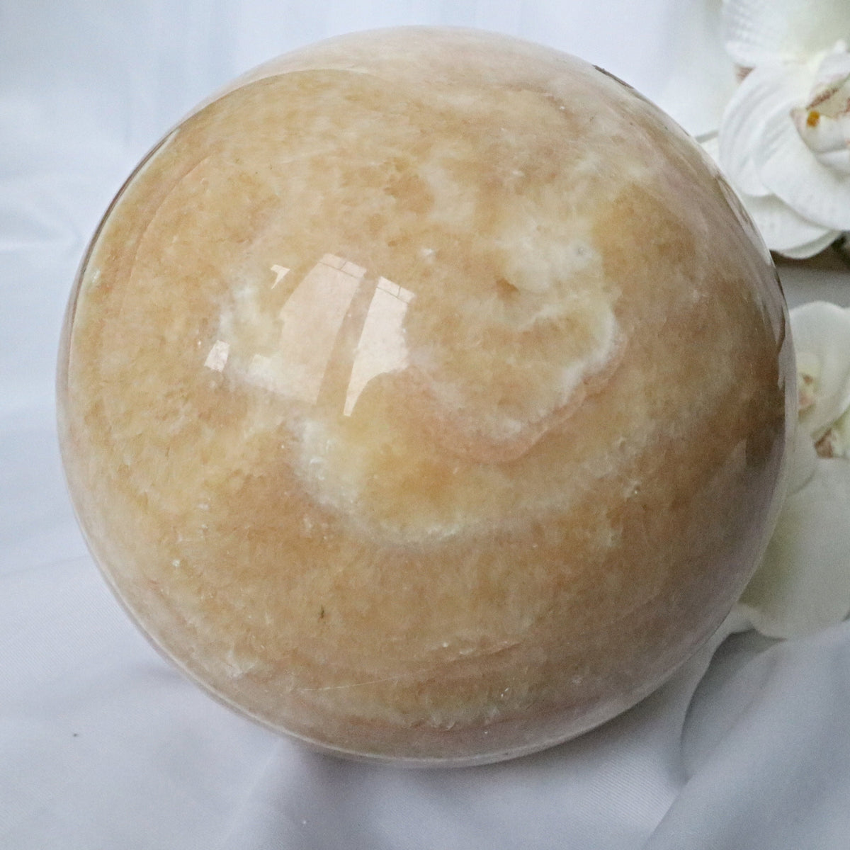 Extra Large Banded Orange Calcite Sphere 7.8 inches 200 mm 22.7 Lbs