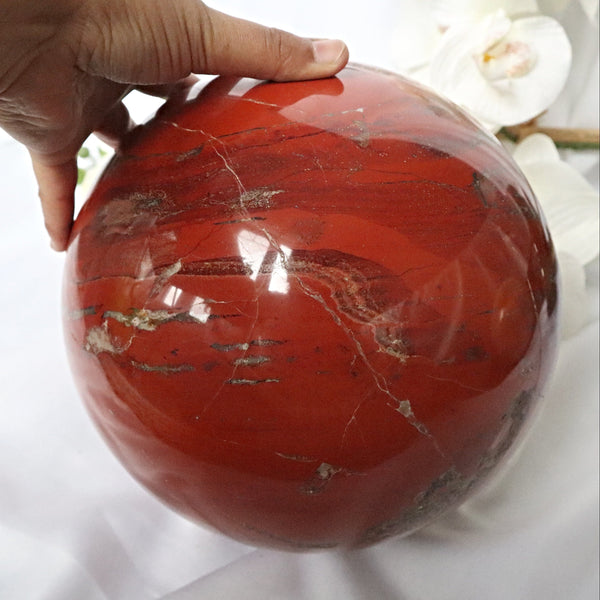 Extra Large Red Jasper Sphere 8.2 inches 30.6 Pounds 210mm