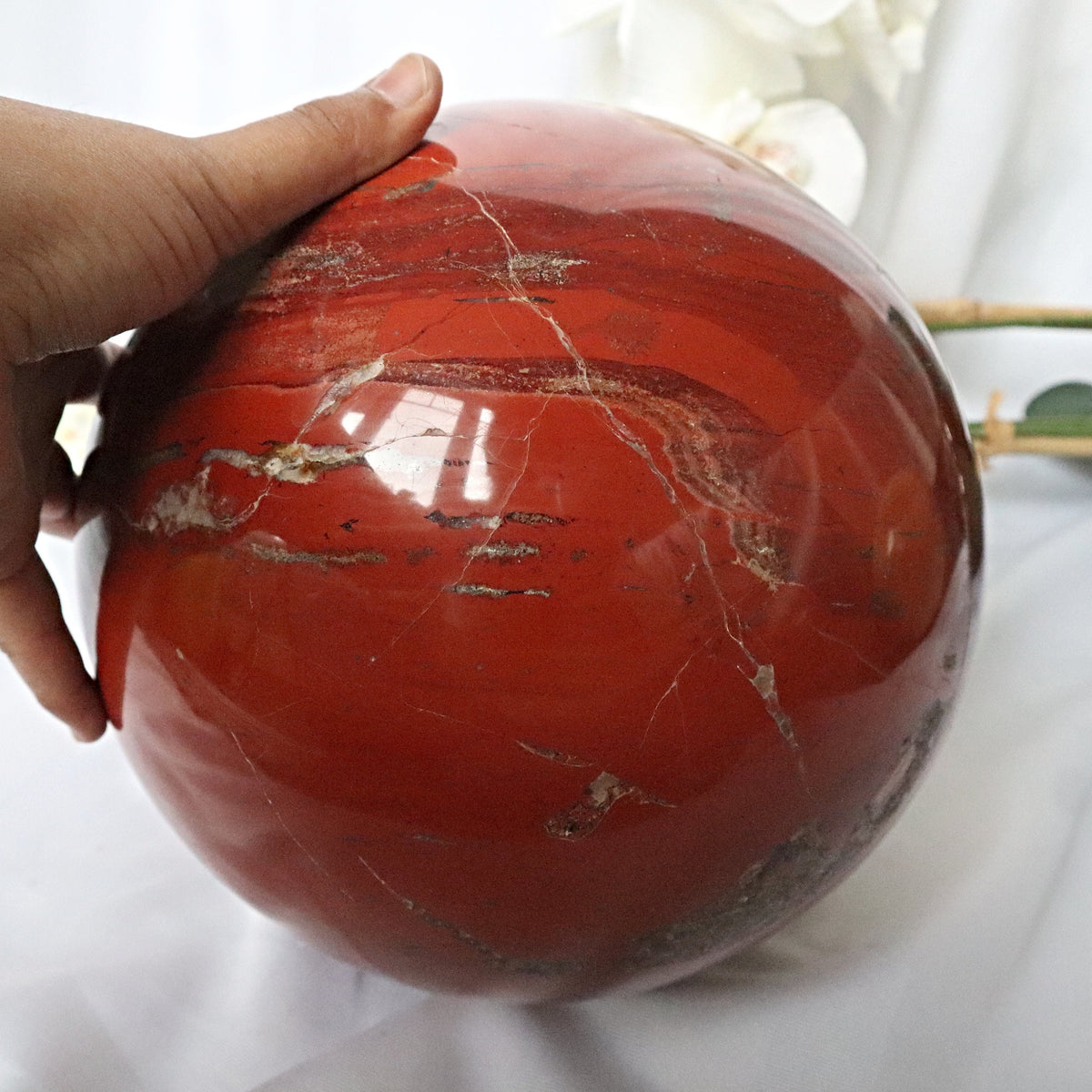 Extra Large Red Jasper Sphere 8.2 inches 30.6 Pounds 210mm