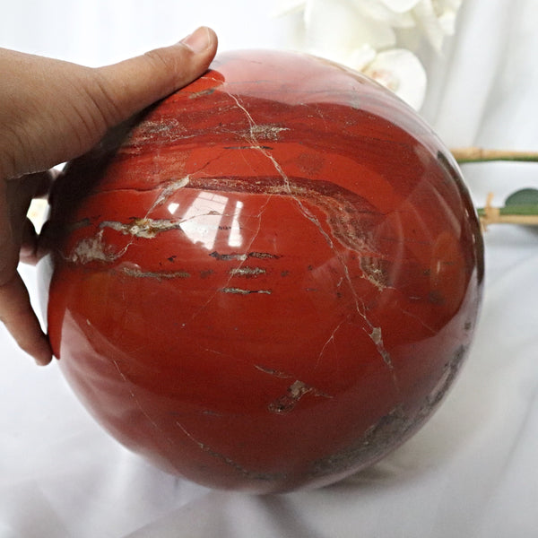 Extra Large Red Jasper Sphere 8.2 inches 30.6 Pounds 210mm