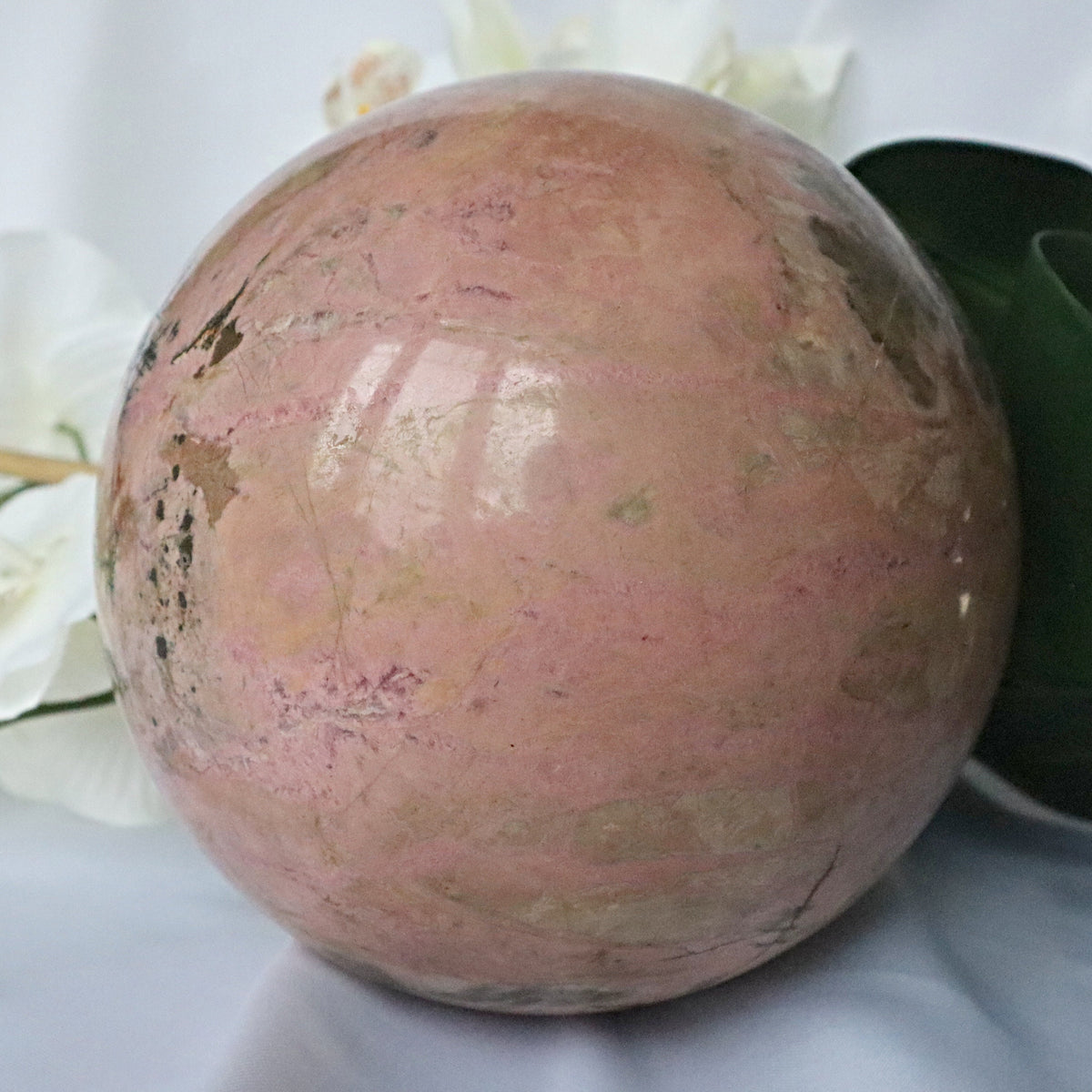 Xtra Large Rhodonite Sphere 7 inches 22 pounds 180mm, Ultra Large Pink Rhodonite Sphere