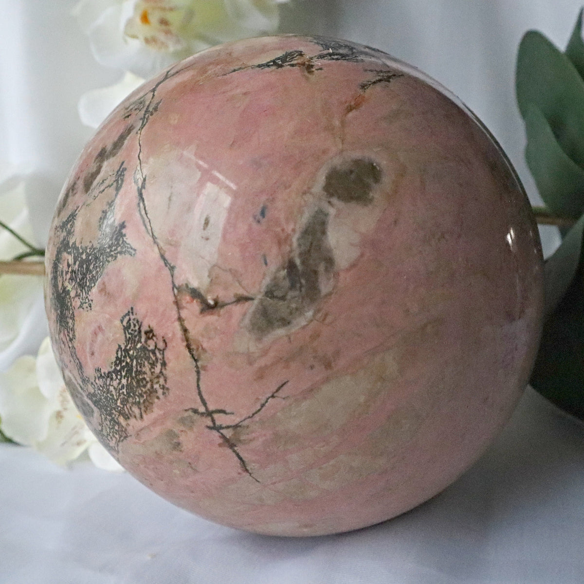 Xtra Large Rhodonite Sphere 7 inches 22 pounds 180mm, Ultra Large Pink Rhodonite Sphere