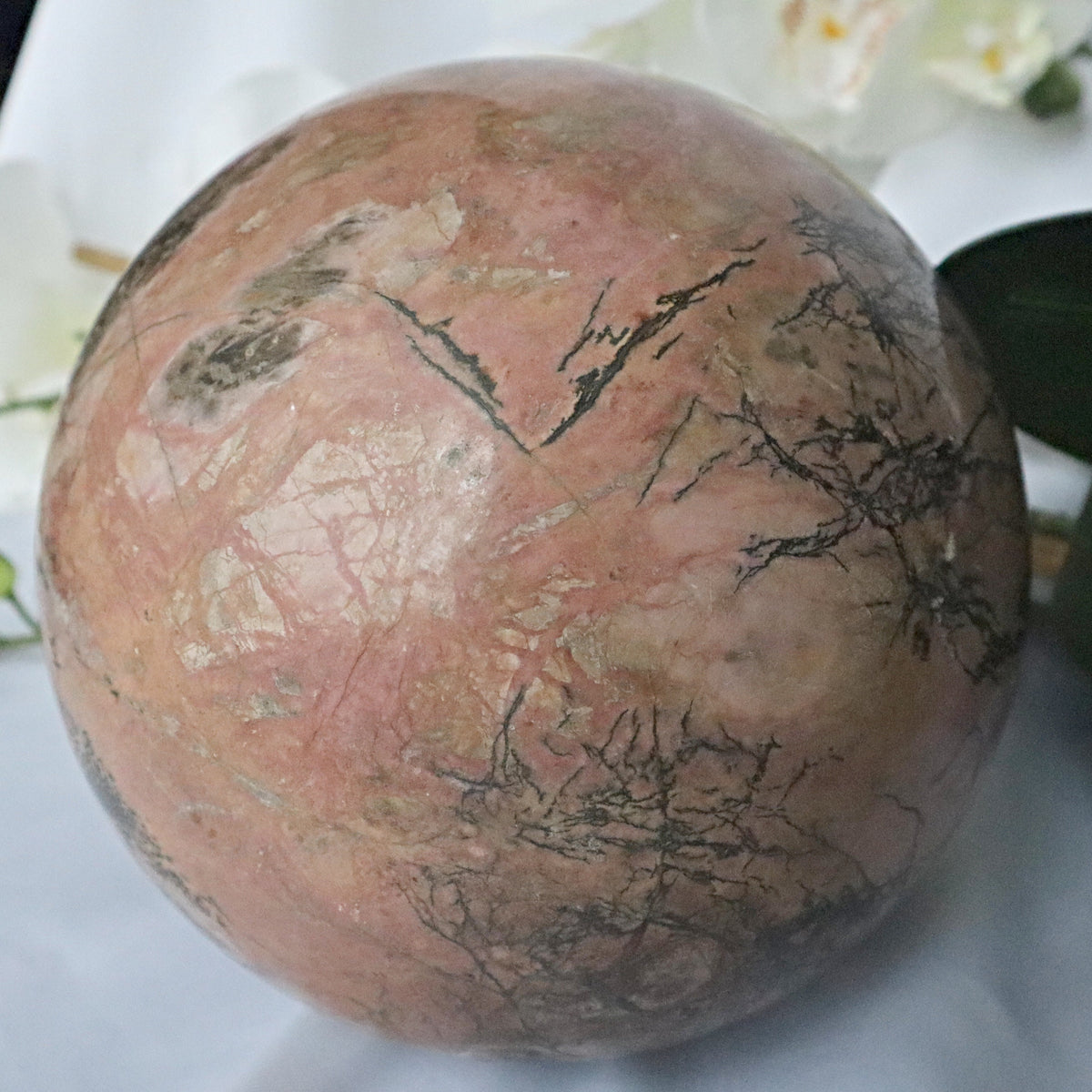 Xtra Large Rhodonite Sphere 7 inches 22 pounds 180mm, Ultra Large Pink Rhodonite Sphere
