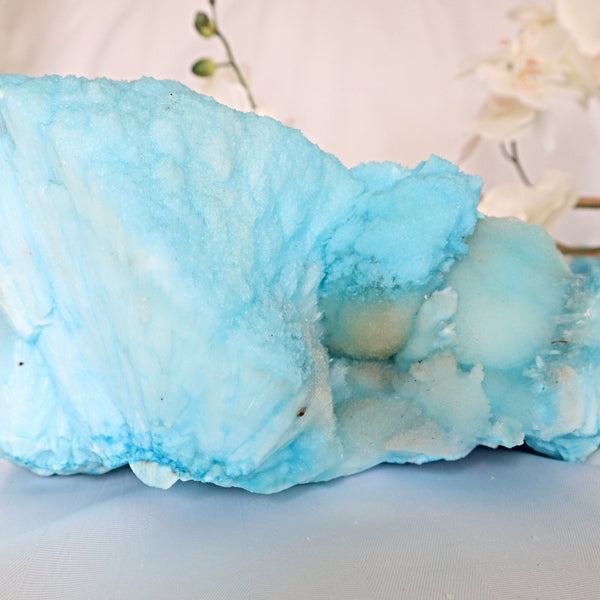 Super Large Blue Aragonite Mineral Specimen 10.2 inch 11 Lbs | Very Large Raw Blue Aragonite Crystal Cluster Stone