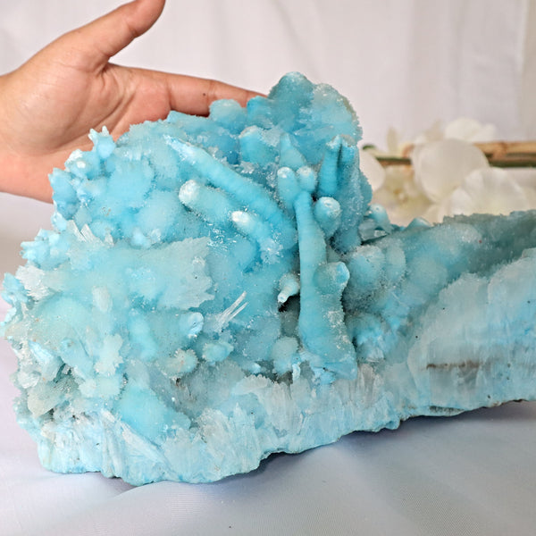 Xtra Large Blue Aragonite Specimen 10.4 inch 11 Lbs | Ultra Large Raw Blue Aragonite Crystal Cluster Stone