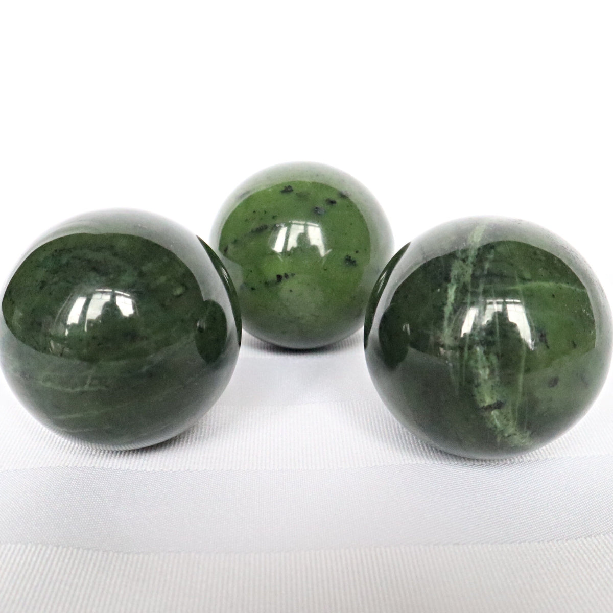 Jade Sphere, Green Canadian Nephrite Jade Sphere for Abundance Lucky Stone