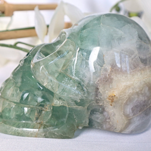 Large Fluorite Skull 5.35 inches 3.80 Lbs, Large Crystal Skull