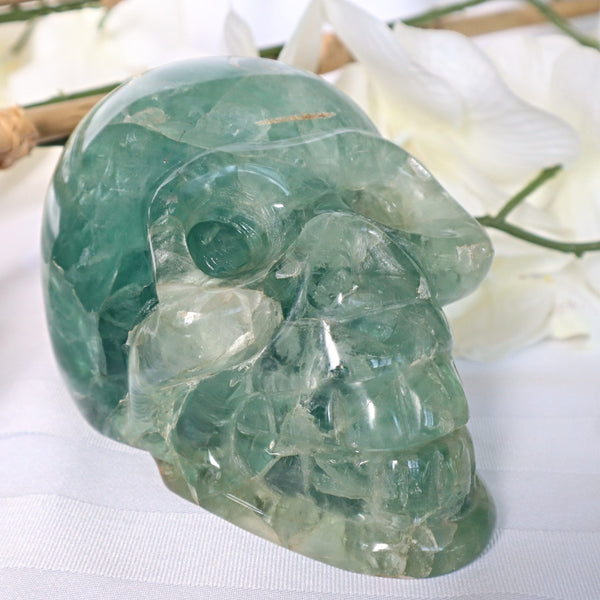 Large Fluorite Skull 5.35 inches 3.80 Lbs, Large Crystal Skull