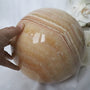 Extra Large Banded Orange Calcite Sphere 7.8 inches 200 mm 22.7 Lbs