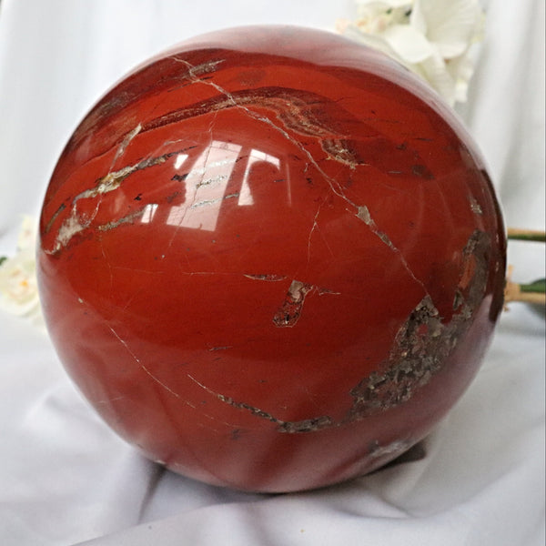 Extra Large Red Jasper Sphere 8.2 inches 30.6 Pounds 210mm