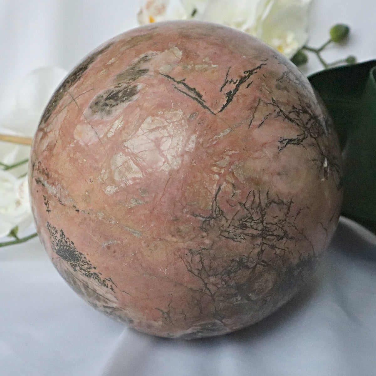 Xtra Large Rhodonite Sphere 7 inches 22 pounds 180mm, Ultra Large Pink Rhodonite Sphere