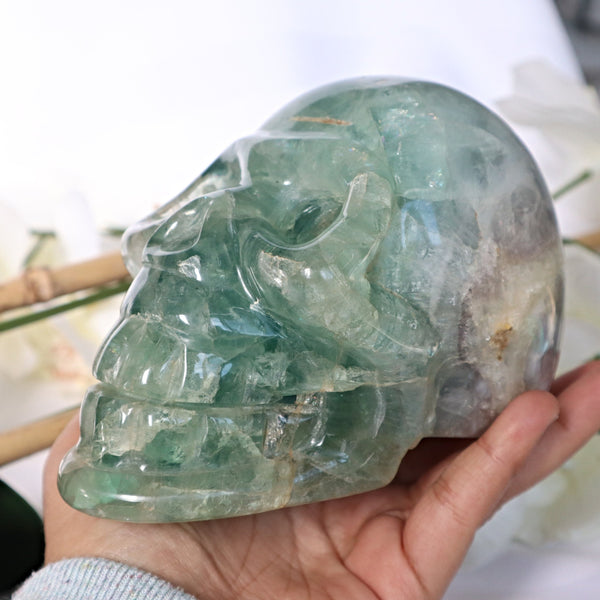 Large Fluorite Skull 5.35 inches 3.80 Lbs, Large Crystal Skull