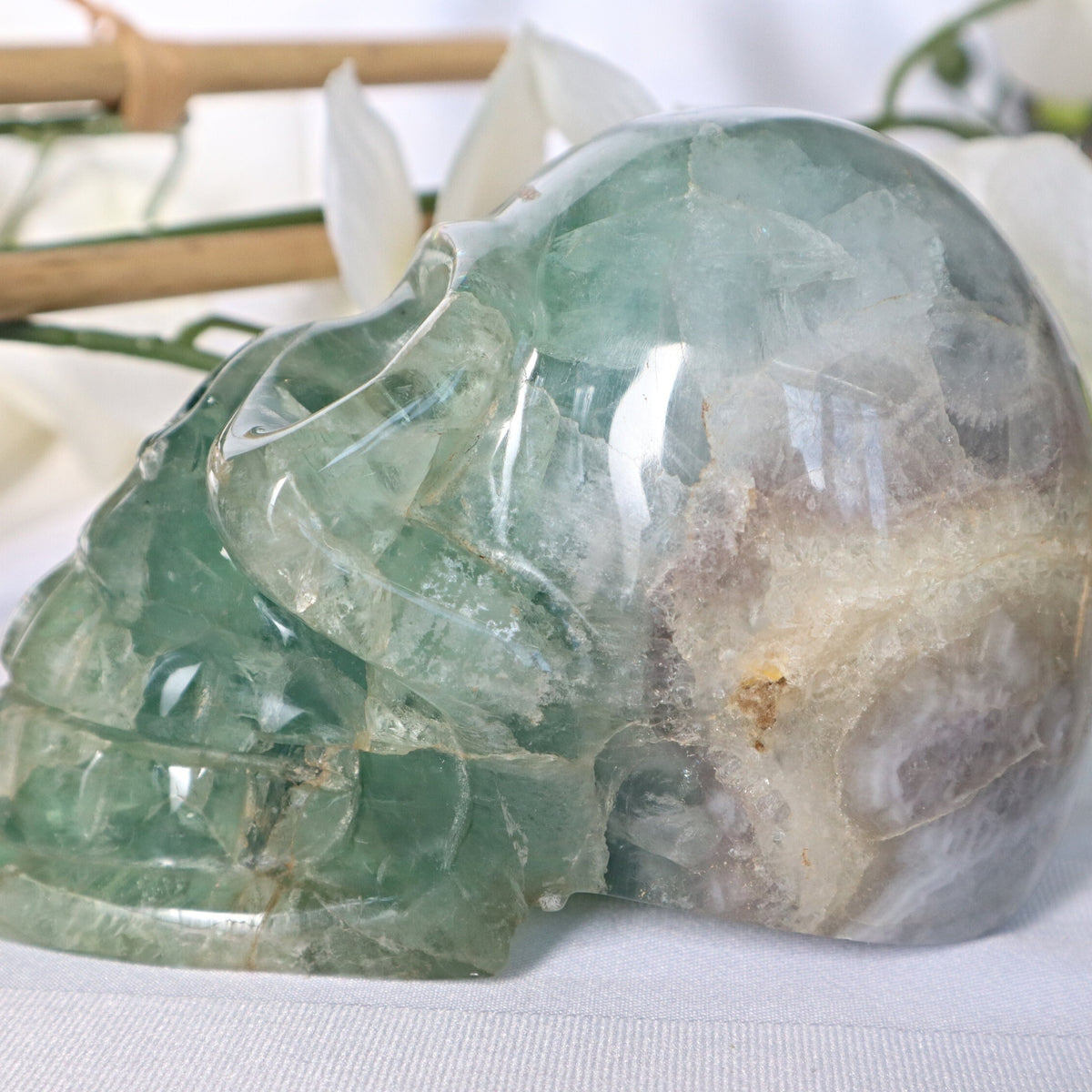 Large Fluorite Skull 5.35 inches 3.80 Lbs, Large Crystal Skull