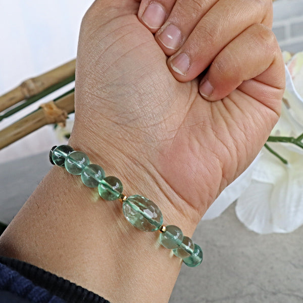 Green Fluorite and Pyrite Bracelet for Protection stress relief focus and wellbeing